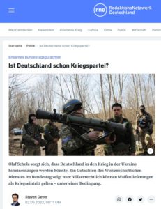 Ist Deutschland schon Kriegspartei? RND Artikel