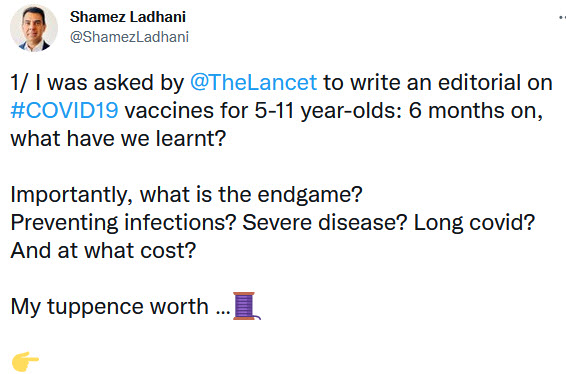Shamez Ladhani - Vernichtendes Urteil zur Impfung für 5 - 11 Jährige