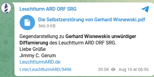 Leuchtturm ARD - Telegram Beitrag