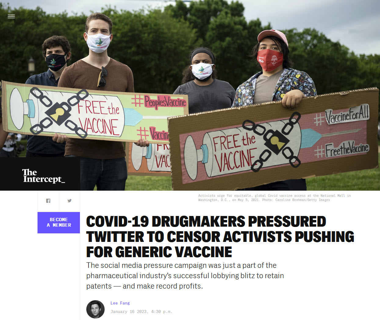Covid-19 Pharmahersteller drängten Twitter, Aktivisten für generischen Impfstoff zu zensieren