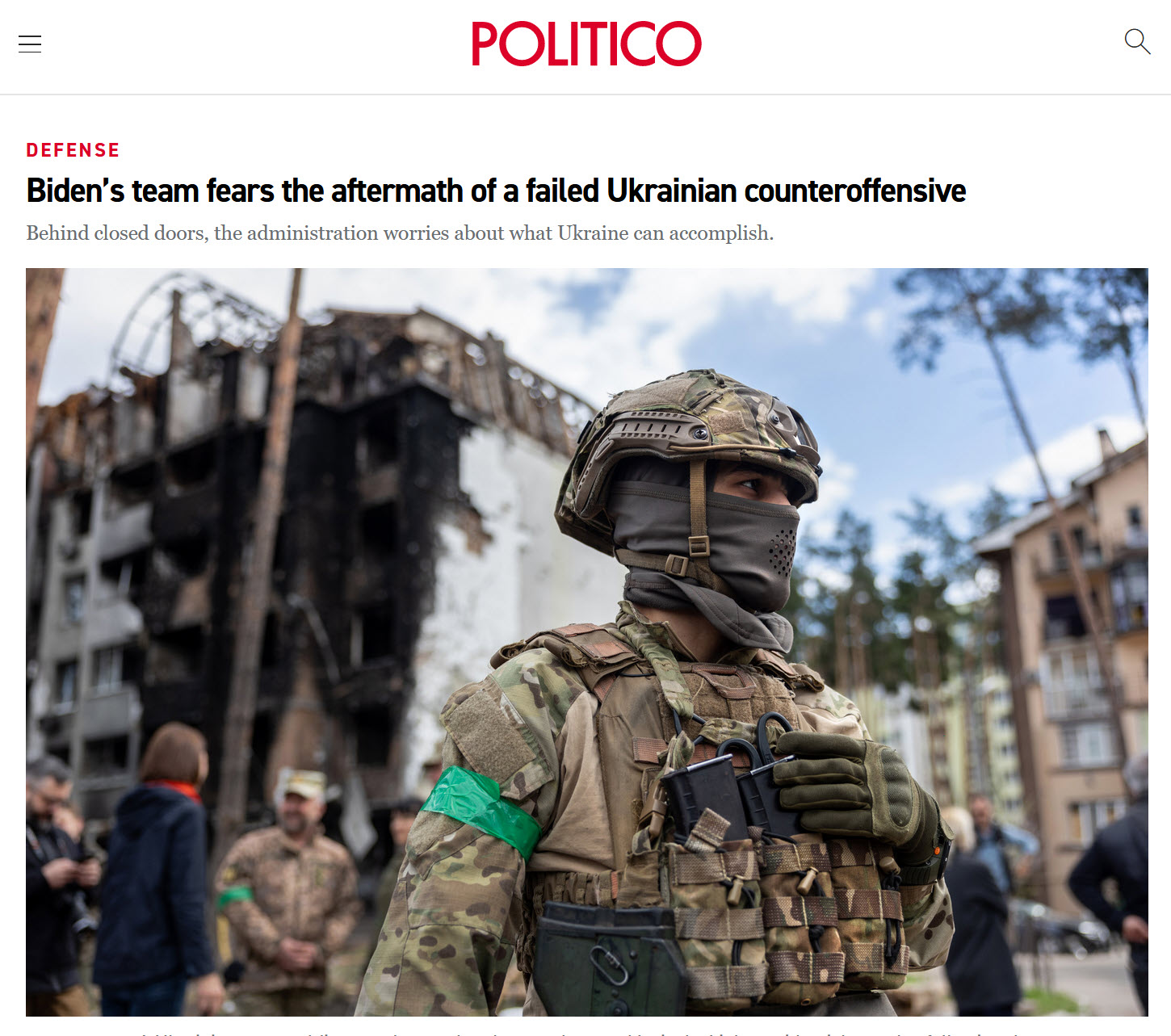 Bidens Team befürchtet die Folgen einer gescheiterten ukrainischen Gegenoffensive (Politico)