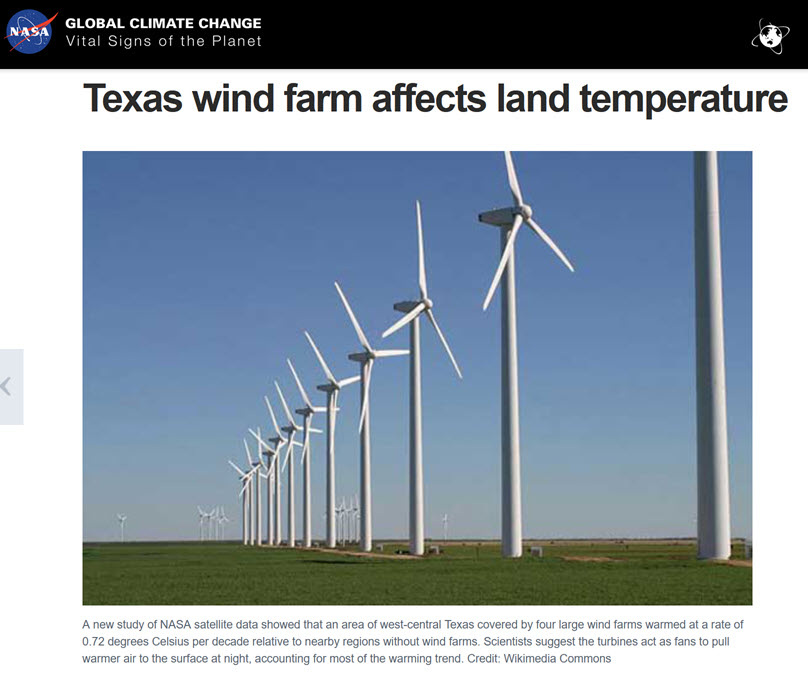 NASA-Satellitendaten: Windparks in Texas bewirken Anstieg der Landoberflächentemperatur