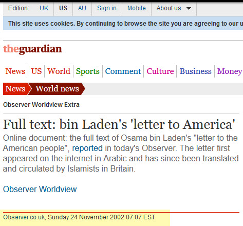 "Letter to America" - Osama Bin Ladens "Brief an Amerika"