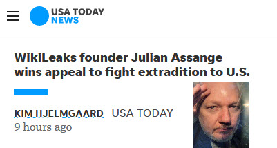 WikiLeaks-Gründer Julian Assange gewinnt Recht auf Berufung gegen Auslieferung an die USA (USA Today)